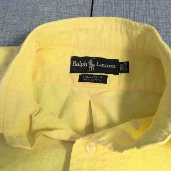 Polo Ralph Lauren Button Down Shirt Long Sleeve Yellow Yarmouth Men's XL - Picture 4 of 8